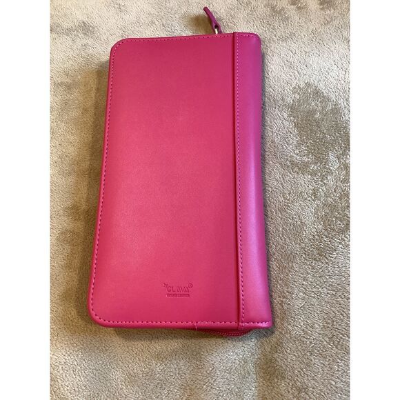 Clava Fusia Colored Leather Passport Wallet, Dimensions: 0.75 x 5 x 9 inches - Picture 2 of 8